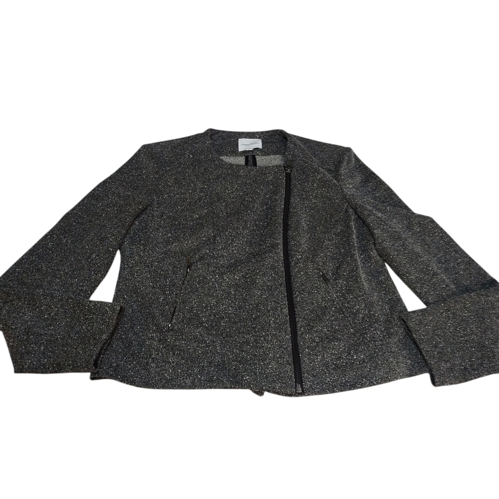 CATHERINE MALANDRINO Women's Gray Fitted ZIP Up Blazer Jacket Size Large - Picture 5 of 8